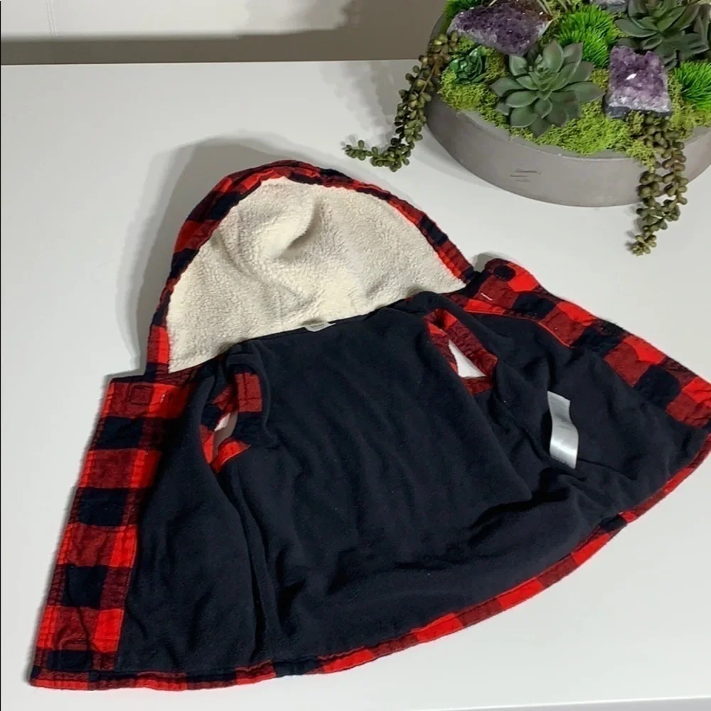Carter’s plaid hooded fleece lined toggle vest kids 18 months lumberjack